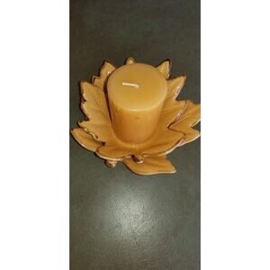 Autumn Candle with ceramic leaves dish